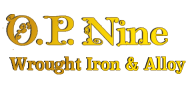 O.P.Nine wrought iron & alloy